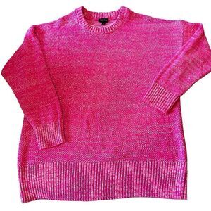 Torrid Heather Crew Neck Long Sleeve Pullover Sweater Pink White Size 1